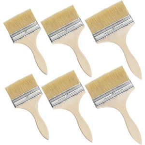 Set 6 pensule Kurtzy, reutilizabile, maner din lemn, Maro, dimensiuni 10-15.24 cm