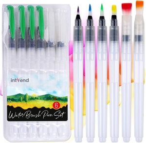 Set 6 pensule pentru pictat, Intrend, Cu rezervor de apa, Reincarcabile
