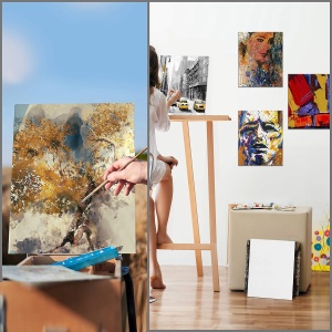 Set 7 panze pentru pictura Kurtzy, 30x40 cm, din bumbac, 3 mm grosime, pentru vopsele acrilice si uleioase, Alb - Img 4
