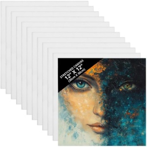 Set 7 panze pictura Kurtzy, 30x30cm, alb, din bumbac, 3mm grosime
