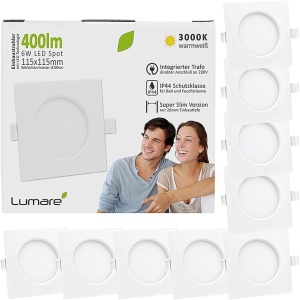 Set 9 Spoturi LED Extra Flat 6W 400 lm IP44 Alb 11.5 x 11.5 cm