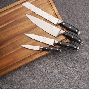 Set cutite de bucatarie Orient, Origin Series, 4 piese, din otel inoxidabil german X50 Ultra +, negru - Img 4