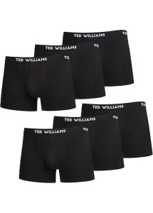 Set de boxeri pentru barbati cu banda logo in talie Ted Williams, 6 perechi, Marimea L, Bumbac, Elastici, Negru