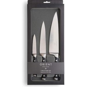 Set de cutite pentru bucatarie, Orient, Origin Series, 3 piese, premium, Otel Inoxidabil german X50 Ultra+, Negru