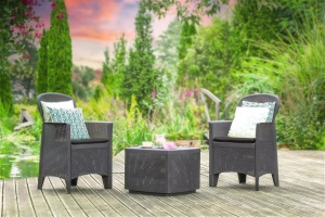 Set gradina/terasa, Progarden, TREE, 3 piese, polipropilena, antracit, 2 scaune 59x57x85.5 cm, masa 53x53x40 cm - Img 3
