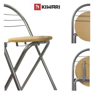 Set Masa cu 2 scaune Kiwari® Dion, 120×40×78 cm, 37x47x78 cm, MDF/Metal, Design Modern, 120×40×78 cm, Culoare Fag/Negru - Img 6
