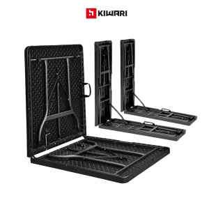 Set Mobilier Gradina Kiwari®, Masa Pliabila 180x75x74 cm + 2 Banci, 6 Persoane, Cadru Metalic, Negru - Img 6