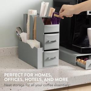 Set suport aparat cafea 3 sertare pentru capsule si organizator 2 sertare pentru consumabile Navaris, gri, NAV000018GT002C - Img 5