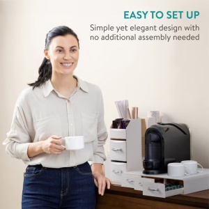 Set suport aparat cafea 3 sertare pentru capsule si organizator 2 sertare pentru consumabile Navaris, alb, NAV000018GT003C - Img 3
