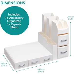 Set suport aparat cafea 3 sertare pentru capsule si organizator 2 sertare pentru consumabile Navaris, alb, NAV000018GT003C - Img 6