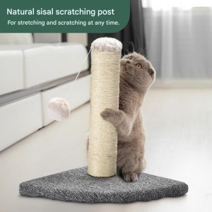 Stalp de zgariat pentru pisici cu jucarie bila pufoasa, Pfotenolymp, sisal, 34 x 26 cm - Img 3