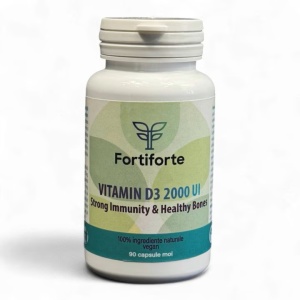 Supliment alimentar VITAMIN D3 2000 UI Strong Immunity & Healthy Bones, Fortiforte, 90 capsule moi