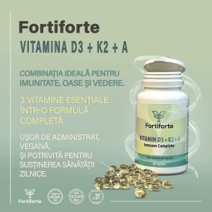 Supliment alimentar VITAMIN D3 + K2 + A Immune Complete, Fortiforte, 60 capsule - Img 2