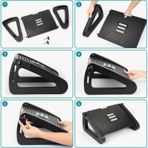 Suport ergonomic picioare Belle Vous pentru birou, reglabil 6 trepte, cu role masaj, antiderapant, ABS, 44 x 31 x 19 cm, Negru - Img 6