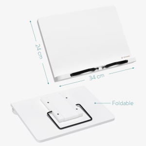 Suport pentru carti din bambus Navaris, 2 brate reglabile, 33 x 24 cm, Alb, 52801.2.02 - Img 3