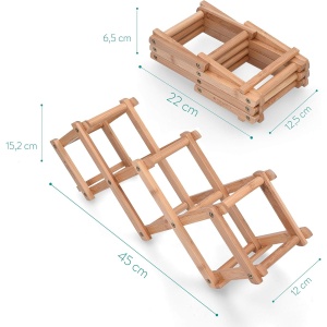 Suport pentru sticle de vin Navaris, din bambus, 45x12x15.2cm, pliabil, capacitate 5 sticle, Maro - Img 3