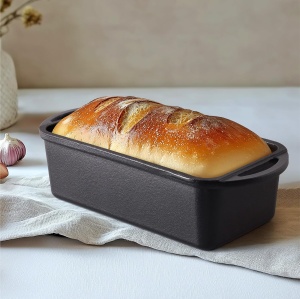 Tava de copt, Navaris, din fonta emailata, 26 cm, dreptunghiulata, pentru paine si prajituri, Negru - Img 2