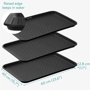 Tava pentru incaltaminte Navaris, set 3, 60 x 40 x 2.8 cm, din plastic, utilizare interior/exterior, Negru - Img 6