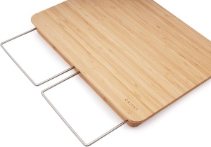 Tocator din Lemn Natural de Bambus, Orient, 2 Recipiente de Detasabile din Otel Inoxidabil, 38.5 x 30 cm - Img 2