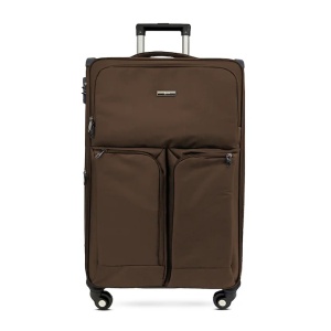 Troler cabina textil, Rorik® Explorer, bagaj de mana, valiza fermoar cifru antifurt, roti 360°, geamantan maner telescopic, troller expandabil, Maro - Img 3