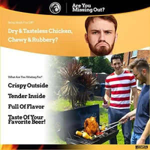 Accesoriu pentru grill, Cutie de bere pentru pui la gratar, cu 4 frigariu de legume - Img 4