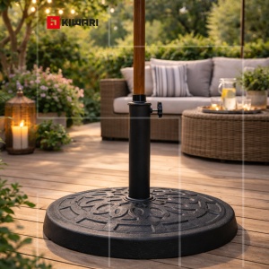 Baza Umbrela Rotunda Kiwari® Terra, Diametru 44.5 x Inaltime 34 cm, Rasina sintetica/Otel, tub de Otel, Terasa/Gradina, Negru - Img 2