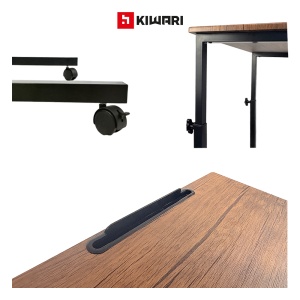 Birou mobil Kiwari® Trek, 60×40×95 cm, 5 kg, MDF/Metal/PVC, suporta 30 Kg, Maro/Negru - Img 5