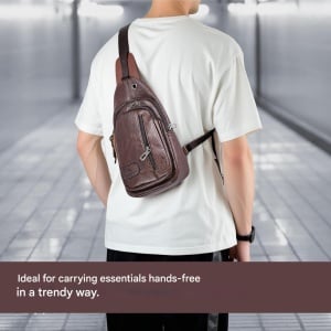Borseta crossbody unisex, de umar sau de mana din piele, Donbolso, 3 compartimente, 30 X 16 X 10 cm - Img 7