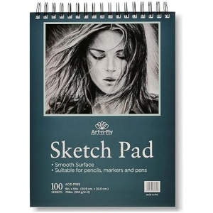 Caiet pentru schite Art-n-Fly, 100 coli, A4, 22.9 x 30.5 cm, 100 g/m, cu spirala, hartie alba