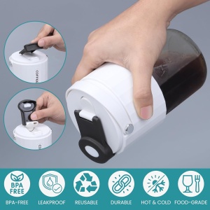 Cana termos portabila, Belle Vous, cu pai, capac etans si maner, 400 ml, plastic, pentru bauturi calde/reci, Alb/Transparent - Img 4