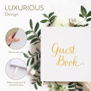 Carte de Oaspeti pentru Nunta, Your Perfect Day, 180 g/m², 32 de pagini, 22 x 22 cm, Guestbook, Alb/Auriu - Img 4