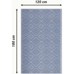 Covor pentru exterior JEMIDI, 120x180cm, polipropilena, rezistent la intemperii, usor de curatat, pentru balcon/terasa, Albastru - Img 2