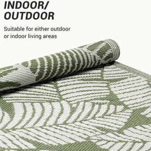 Covor pentru exterior JEMIDI, 120x180cm, polipropilena, rezistent la intemperii, usor de curatat, pentru balcon/terasa, Verde - Img 7