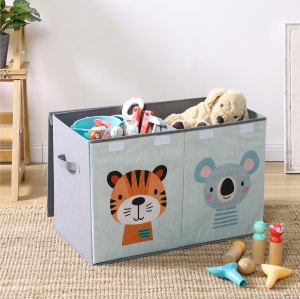 Cutie depozitare jucarii Navaris, pliabila, 2 compartimente, design Tigru si Koala, 62x33x40cm, multicolor - Img 6