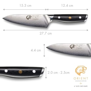 Cutit Bucatar Damasc Orient, Origin Series, 15 cm, cu 67 de straturi de otel inoxidabil japonez AUS-10, negru - Img 5