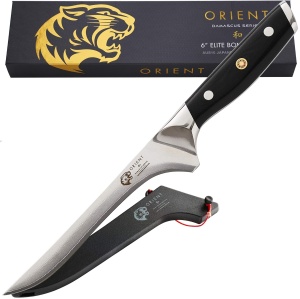 Cutit profesional de dezosat Damasc Orient, Origin Series, din otel inoxidabil japonez AUS-10, negru