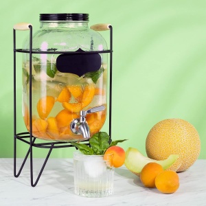 Dozator bauturi Navaris, 5L, cu stand metalic, design rainbow efect, sticla, 51378.03 - Img 7
