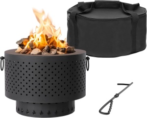 Focar fara fum portabil Navaris cu poker, 31.5x45x31.5 cm, pentru camping, 61571.01
