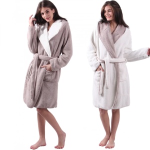 Halat de baie reversibil pentru femei Jemidi, M, Bej / Alb, Poliester, 55057.11.2
