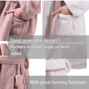 Halat de baie reversibil pentru femei Jemidi, S, Roz / Alb, Poliester, 55057.08.1 - Img 2