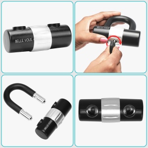 Lacat antifurt Belle Vous, tip U, cu 3 chei, carcasa din otel intarit cu protectie din plastic, rezistent la intemperii, 10 x 9.5 cm, arc 15 mm, Negru - Img 3