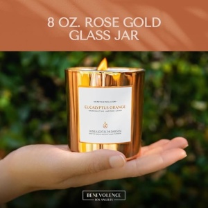 Lumanare parfumata Benevolence LA, eucalipt si portocala, 227 g, sticla rose gold, ardere 45 ore - Img 2
