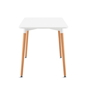 Masa Dining Kiwari® Alva, Blat MDF, Picioare Lemn Fag, Design Modern Bucatarie/Living, 120x80 cm, Capacitate 4–6 Persoane, Alb - Img 7