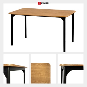 Masa Kiwari® Arno, MDF si Metal, Design Modern, 110×70×75 cm, Lemn Deschis & Negru - Img 4