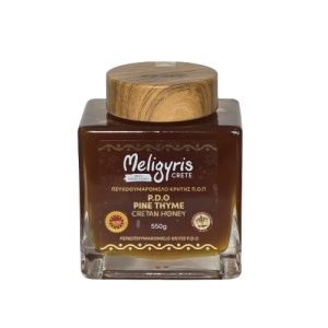 Miere cretana premium de cimbru, de pin, 550 g, Meligyris, 100% natural