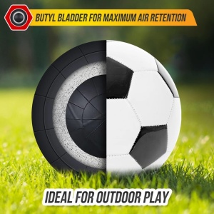Minge Fotbal Vizari Classico, 32 panouri cusute, butyl, Marimea 4, 64 cm, Alb/Negru - Img 3
