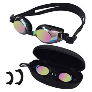 Ochelari de inot pentru copii, BEZZEE PRO, protectie UV, lustruiti, cu etui, 15.2x5.1x5.1cm