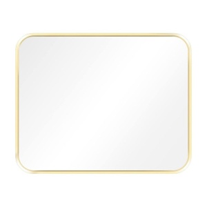 Oglinda de perete Navaris, dreptungiulara, 50 x 40 cm, cu rama din aluminiu, finisaj auriu, colturi rotunjite, montaj vertical sau orizontal - Img 2