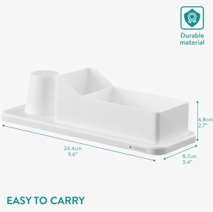 Organizator accesorii cafea Navaris, 24.4 x 8.7 x 6.8 cm, din plastic, pentru zahar, capsule, pahare, Alb - Img 4