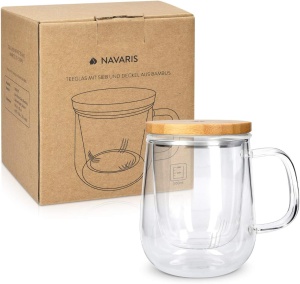 Pahar de ceai cu filtru si capac de bambus, 500ml, Transparent, 50093.01 - Img 3
